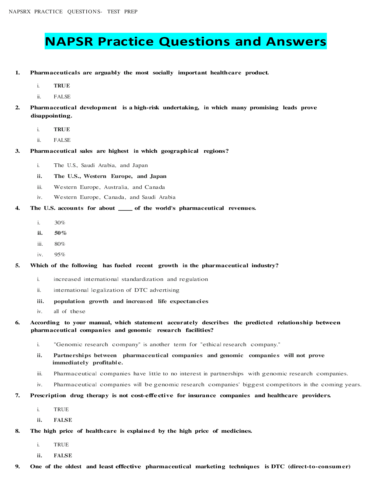Preview of NAPSR Practice Questions and Answers 100% Solved 2021-2022 chapter 1-23